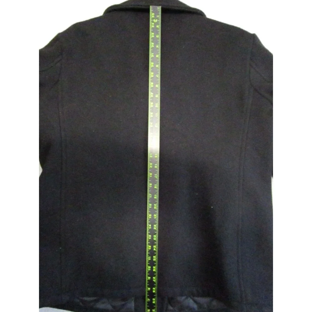 U.S. Navy Pea Coat‎ Wool Man's Size 46 Black Military Anchor Button Quilted 90s
